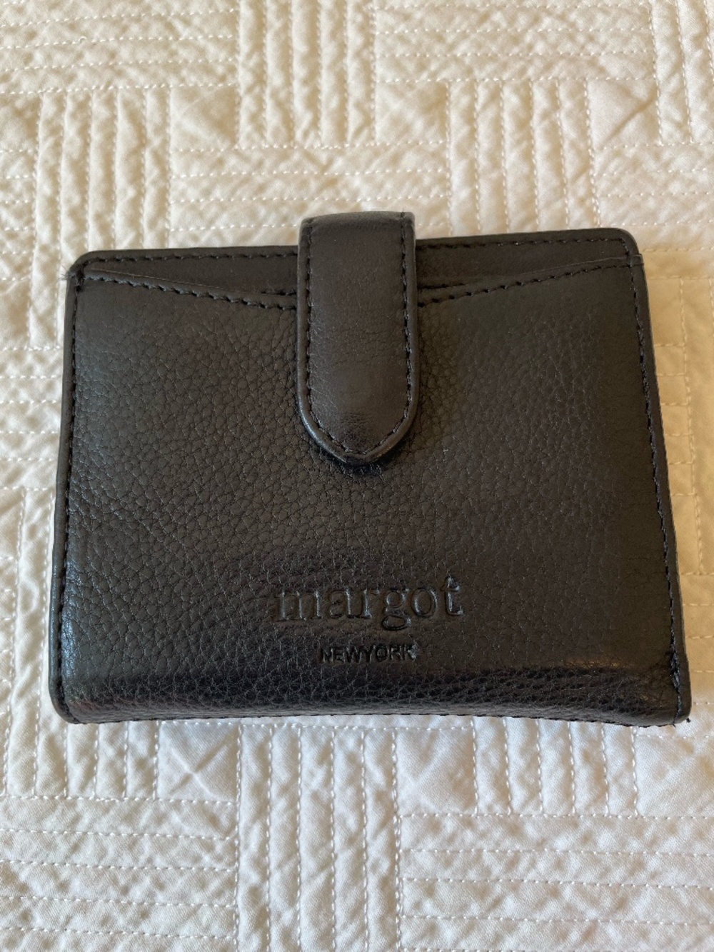 Margot New York Lizzie small bifold leather wallet in black
